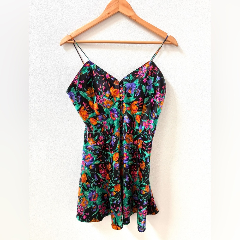 Vintage 80’s/90’s Floral Spaghetti Strap Mini Dress (Sm/M)
